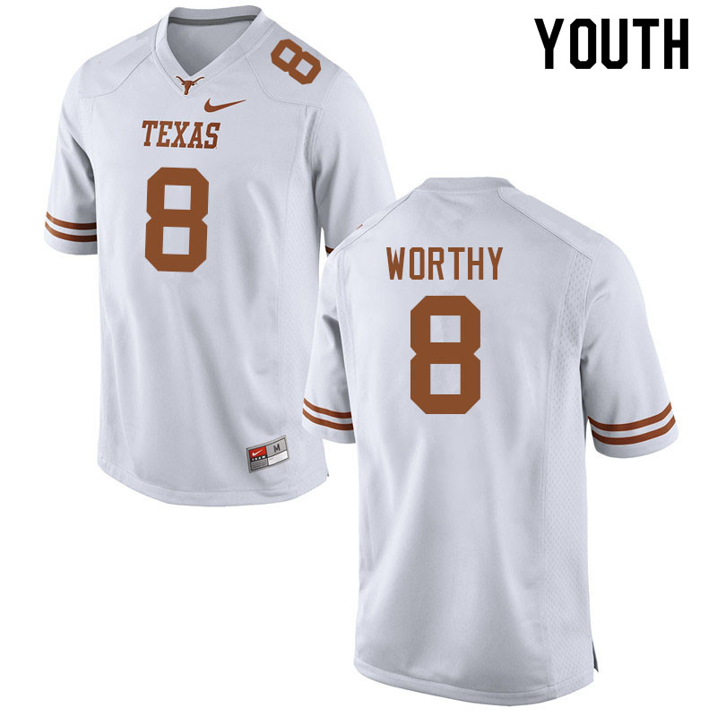 Youth #8 Xavier Worthy Texas Longhorns College Football Jerseys Sale-White